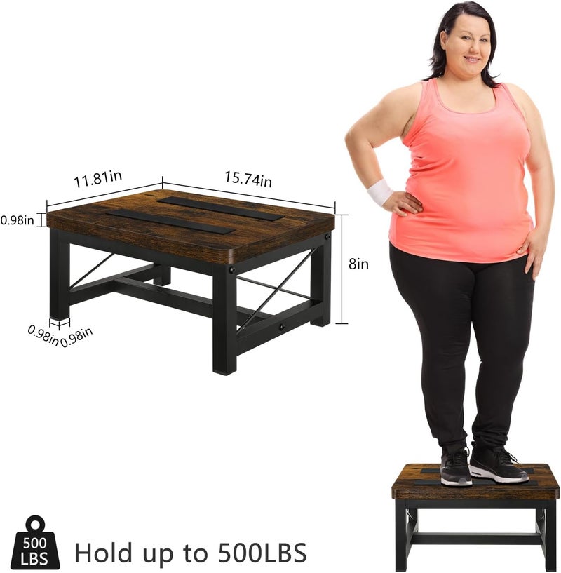 YINMIT Wooden Step Stool for Adults, Heavy Duty Step Stool for High Bed with Non-Slip Feet, Using for Bedroom, Living Room, Bathroom and Kitchen, Hold Up to 500 LBS - Image 4